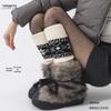 Ethnic Style Wool Leg Warmers: Women’s Thick, Warm, Knitted Calf Warmers with Retro Snowflake Pattern for Autumn and Winter.