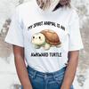 Мое тотемное животное - неуклюжая черепаха. Принтованная футболка. Мужские/женские топы. Футболки. Летняя прохладная свободная с коротким рукавом.