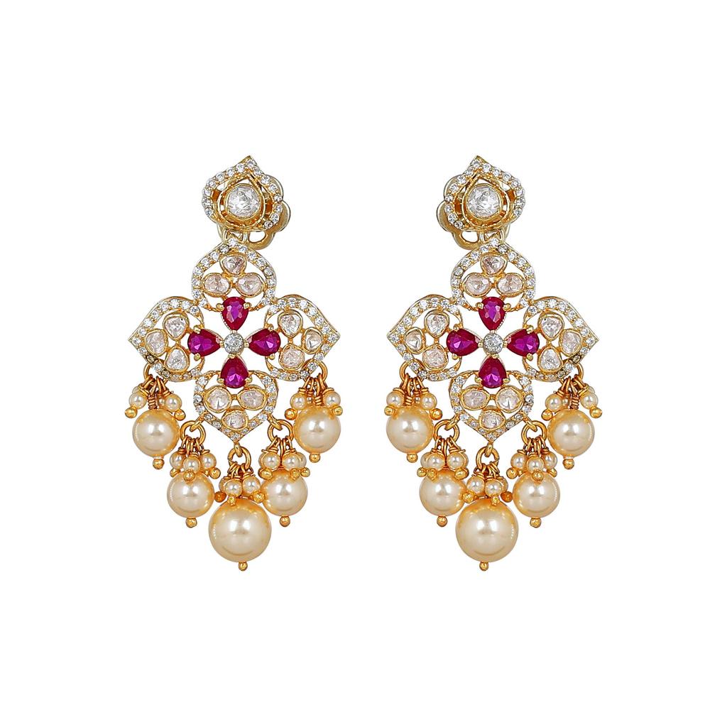 Kundan Gold Plated Earring 925 Sterling Silver Handmade Polki Jewelry Moissanite Earring Indian Women Jewelry