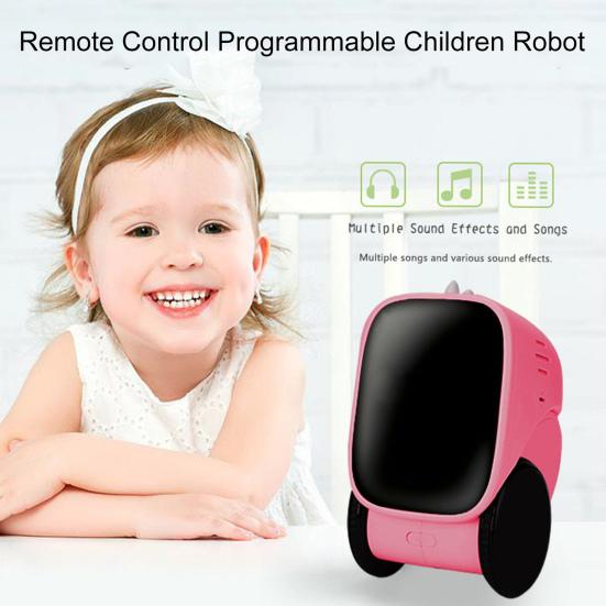Kids Remote Control Robot Toy with LED Eyes Horns Auto-Demonstration Programmable Touch Sensing Educational