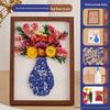 Handmade Blue & White Ceramic Photo Frame DIY Kit with Preserved Dried Flowers - Perfect for Mother's Day or Salon Events