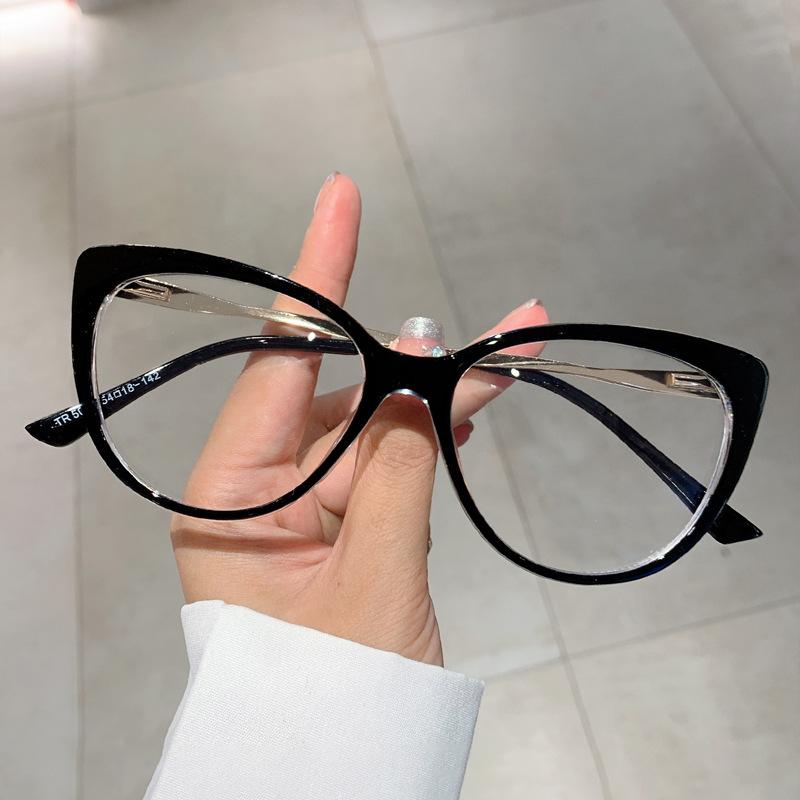 Anti Blue Light Optical Big Glasses Women Cat Eye Vintage Luxury Brand Designer Myopia Prescription Double Color Eyewear Frame