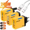 Зарядное устройство USB C на 5 портов, 240 Вт, Quick Charge 3.0, Type C, USB-зарядка для телефона, адаптер PD для быстрой зарядки для 16 Samsung Huawei