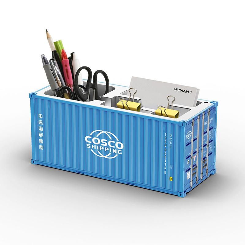 1/20 Scale Simulated Shipping Cargo Container Model Pen Holder Detachable Plastic Storage Box Desktop Organizer Household Supply