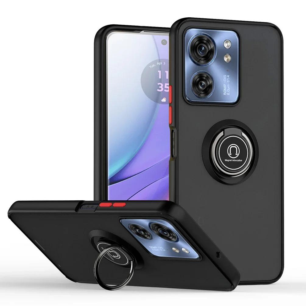 Вращающийся держатель Кольцо Магнитный чехол для Moto Edge 40 Neo 30 Fusion Neo Ultra G72 G84 G54 G14 G52 G60 G 60S G13 G23 Матовый чехол
