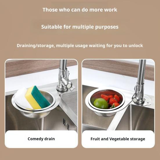 Корзина для слива кухонной раковины Swan Rack Треугольная корзина для фильтра раковины Сливная полка из нержавеющей стали для пищевых отходов Подвешивается на кран Многофункциональный гаджет