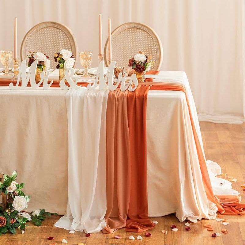 Nordic Wedding Voile Table Runner: Solid Chiffon Crepe Decoration for Dining and Parties