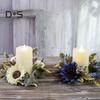 Halloween Candle Ring Wreath Artificial Pumpkin Sunflower Maple Leaf Wreath Pillar Candle Holder for Wedding Home Table Decoration