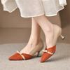 Elegant Temperament Color Matching Bow Knot Women's Shoes New Spring Thin Medium Heel Pointed Single Shoes for Women