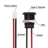 Cablecc Реверсивный гнездовой DIY OEM разъем Кабель Шаг Панельный монтаж DC 5V Питание 5шт/Набор Type-C - 2-контактный разъем, = 2,0 мм, Тип,