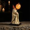Remote Control Lighted Ornament Ghost Figurine with Control, Vintage Resin Statue Luminous Pumpkin Indoor Festive Display Scepter, Cute Spooky