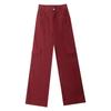 Women's Burgundy High-Waist Wide-Leg Pants - Slimming & Versatile for Spring/Autumn 2025