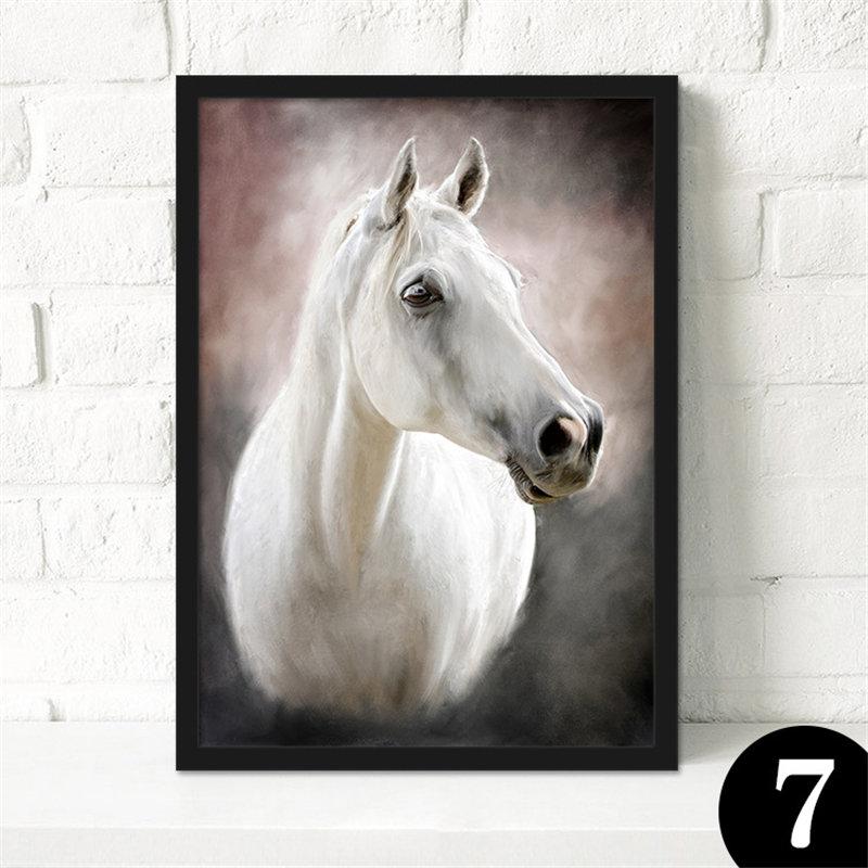 Скандинавская декоративная картина на холсте, вертикальные и горизонтальные прямоугольные постеры без рамки, животные, белые лошади, белый фон
