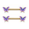1 Pair Butterfly Nipple Barbell 14g Crystal Nipple Piercing Nipple Jewelry Heart Nipple Ring Bar Stainless Steel Body Piercing for Women