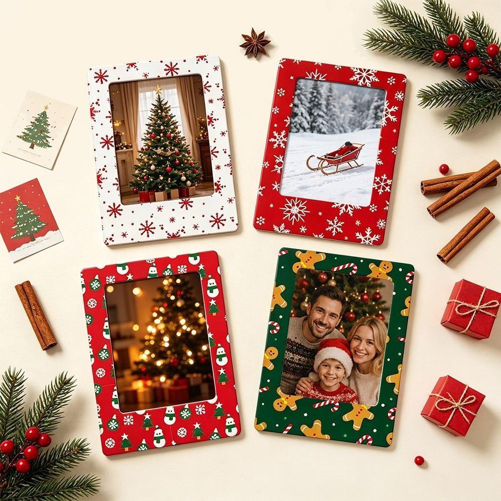 4Pcs Plastic Christmas Magnetic Photo Frame Refrigerator Picture Holder for Polaroid Photo