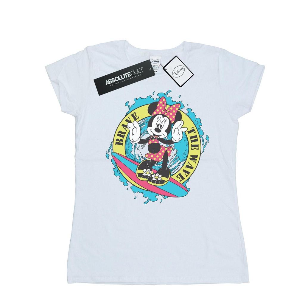 Disney Womens/Ladies Minnie Mouse Brave The Wave Cotton T-Shirt
