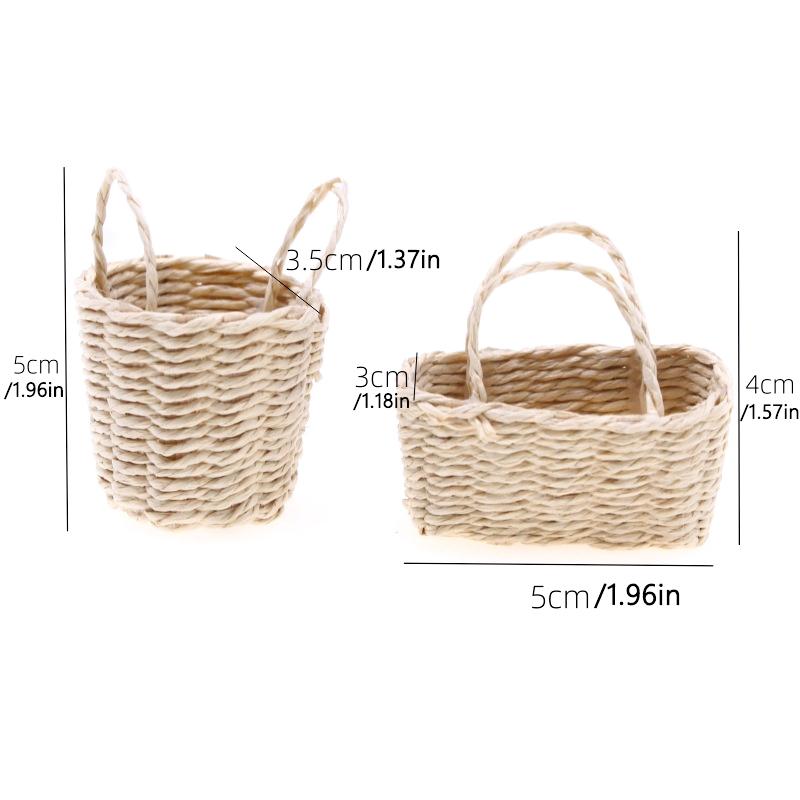 1:12 миниатюрных корзин для хранения кукольного домика с тканой рамкой, цветочная корзина, кухонный декор