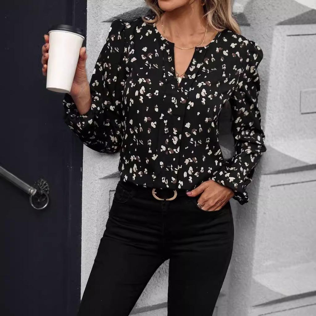 Женская рубашка-топ с рукавами-фонариками и принтом All Match, весна-лето