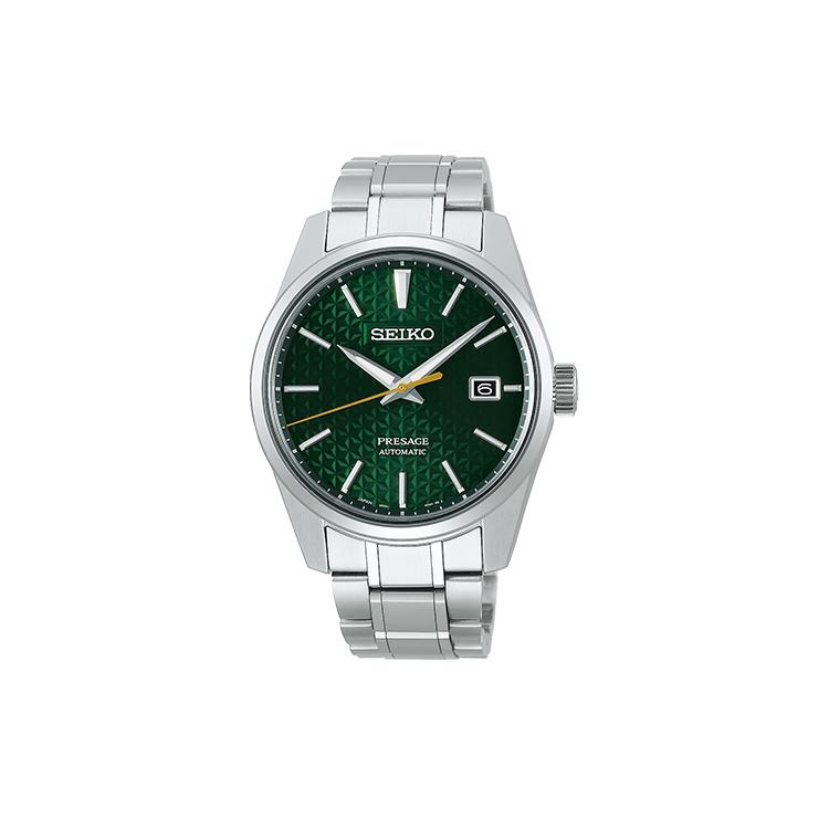 Seiko Мужские часы Presage с механическим механизмом и стальным ремешком, зеленый циферблат SPB169J1