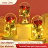 Immortal Rose Night Light with Gold Powder In Glass Dome – Qixi Festival Floral Ornament