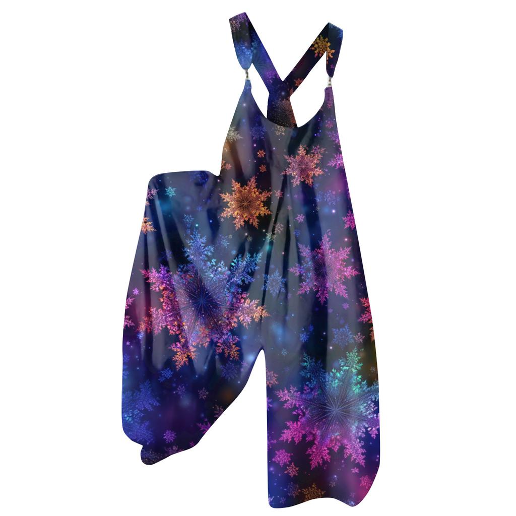Женский летний комбинезон с цветочным принтом в винтажном стиле (Нерегулируемые ремни)