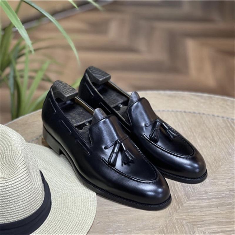 2024 Brand Design Men Genuine Leather Shoes Moccasins Men's Tassel Loafers Vintage Slip-on Casual Men Social Dress Shoe Plus 37-45