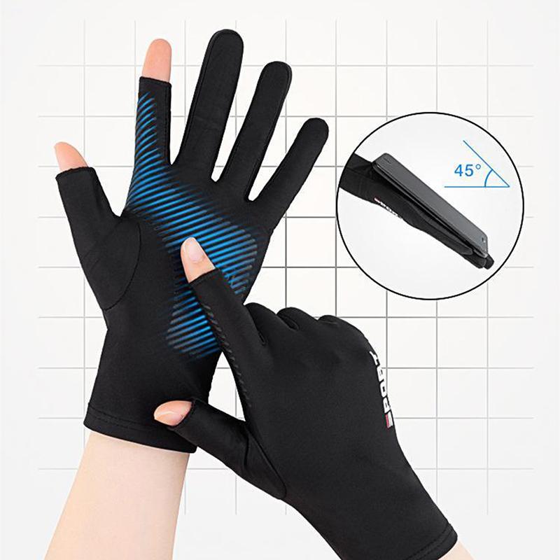 1 Pair Breathable Ice Silk Non-Slip Anti-Uv Outdoor Sports Rider Gloves
