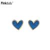 Mini Heart Shape Zinc Alloy Stud Earrings Glass Dripping Simple Casual Earring Elegant Fashion Jewelry PD2227