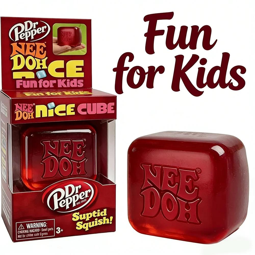 Dr Pepper X Needoh Nice Cube Сквиши Игрушка для снятия стресса, Мягкий кубик-фиджет для сжатия для детей и взрослых, Сенсорная игрушка для снятия тревожности