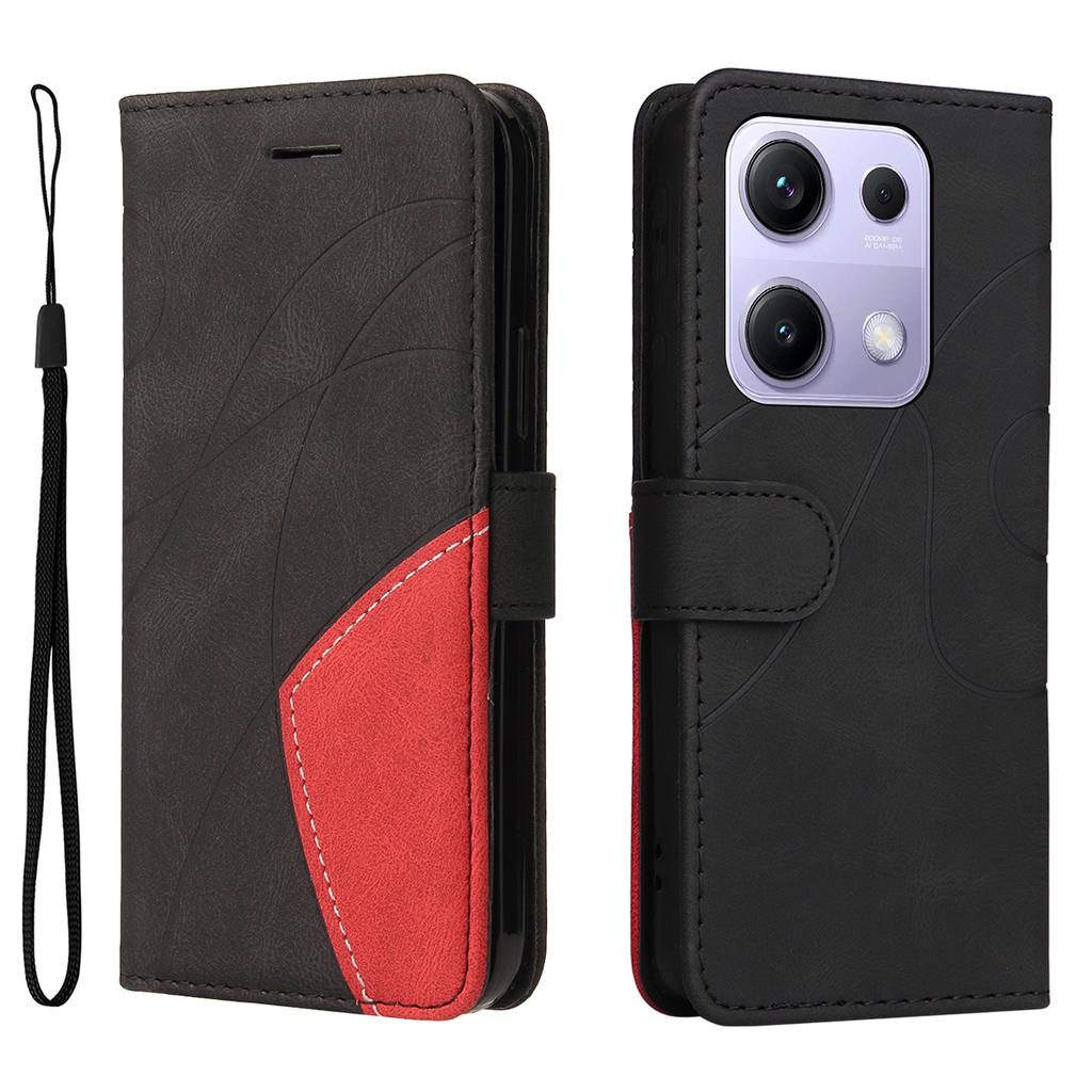 For Xiaomi Poco M6 Pro 4G/Xiaomi Redmi Note 13 Pro 4G/Xiaomi Redmi Note 14S 4G Leather Phone Case Stand Wallet with Bi-colour Splicing Design