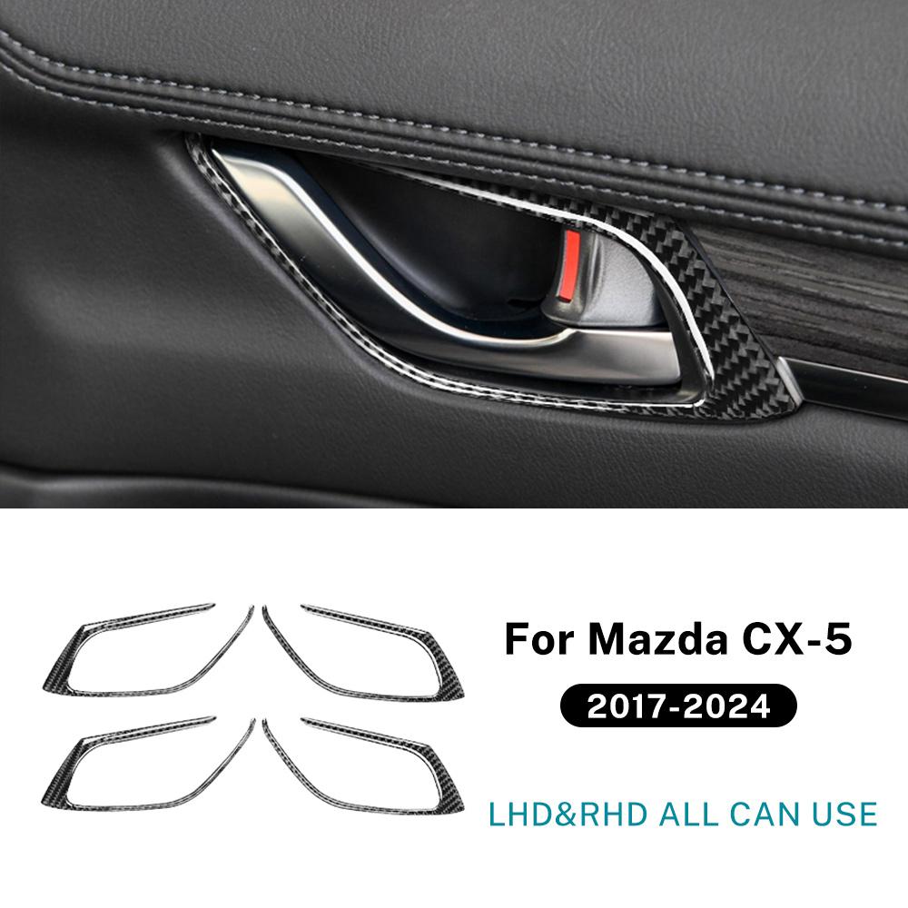Для Mazda CX-5 CX5 KF 2017-2019 2020 2021 2022 2023 2024 Наклейка из настоящего мягкого углеродного волокна LHD RHD Отделка рамки внутренней ручки двери автомобиля