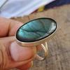 Labradorite Oval Gemstone Ring, Blue Flashy Ring, Statement Ring, Birthstone Ring, Bezel Ring, Anniversary Gift, 925 Silver Ring