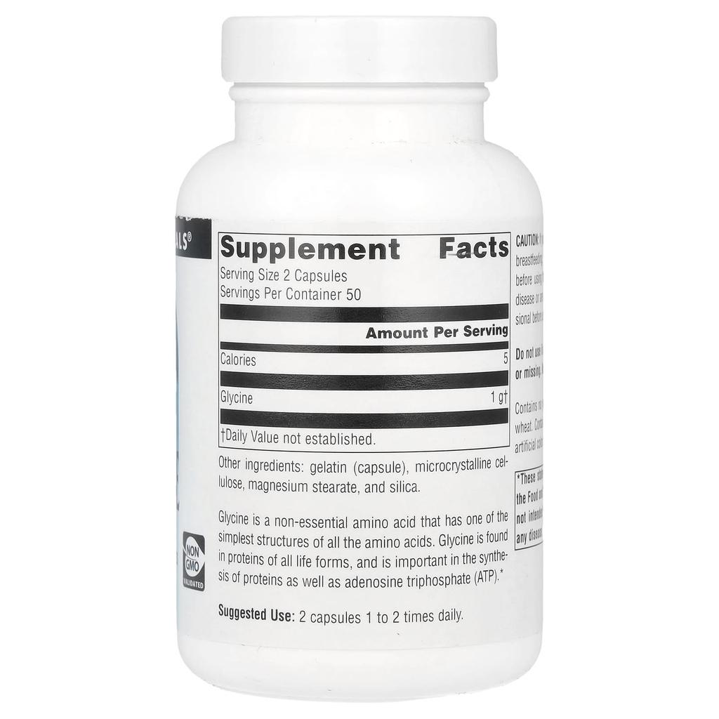 Glycine, 500Mg, 100 Capsules