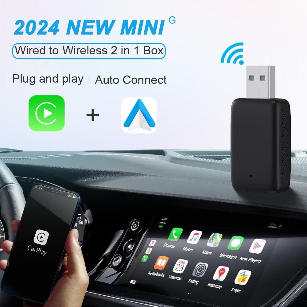 Адаптер CarPlay 2-в-1 Беспроводной и проводной Подключи и играй Apple CarPlay Box Android Auto Экран Быстрое подключение Wi-Fi BT Подключение Обновление по воздуху