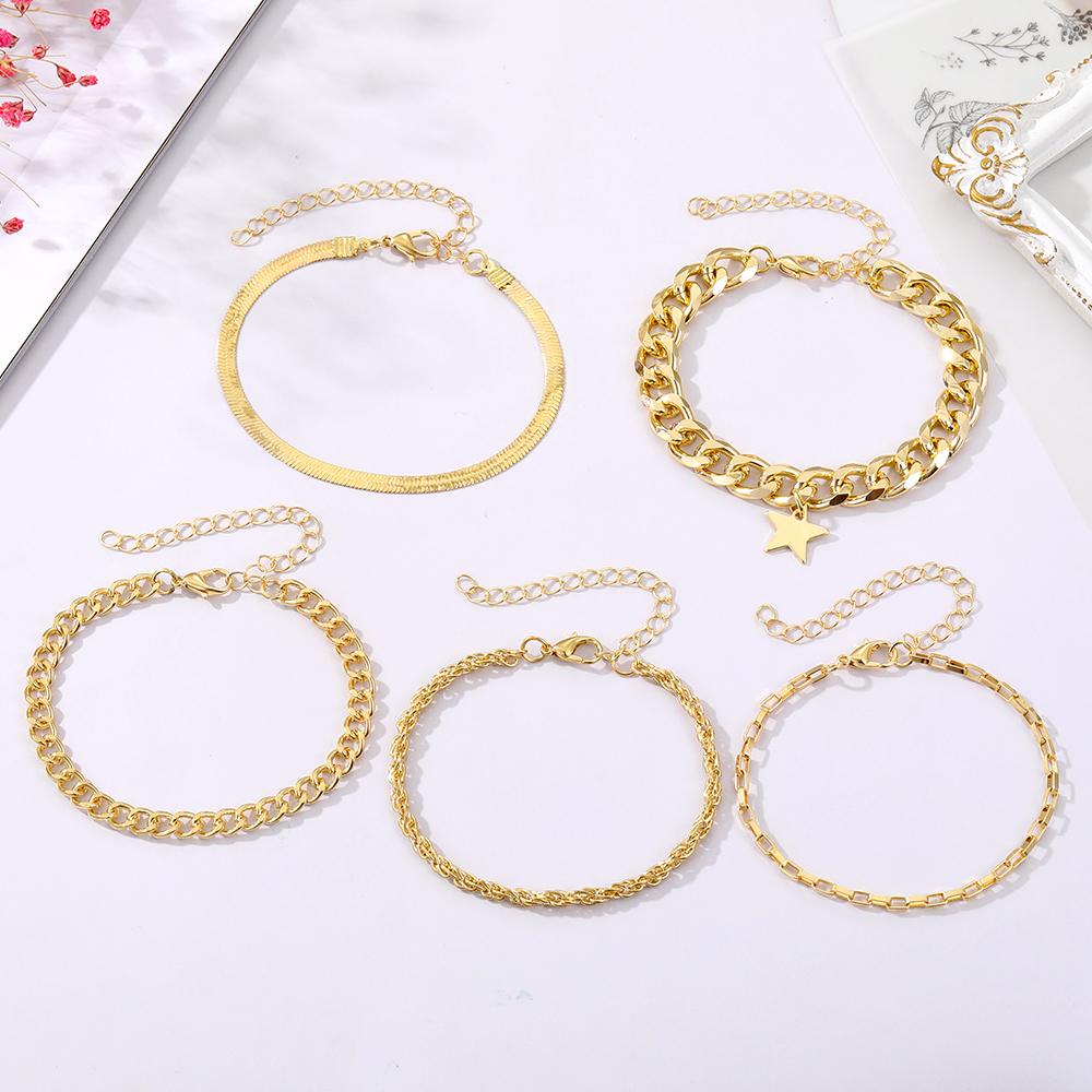 5 Piece Bracelet Couple Fashion Matching Bracelet Hollow Carved Star Pendant Light Luxury Temperament Girl Exquisite Bracelet Gift