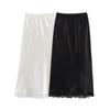 Kaslead New Women Clothes Western Style Fashion Acetate Satin Lace Elastic Waist Skirt Long Dress