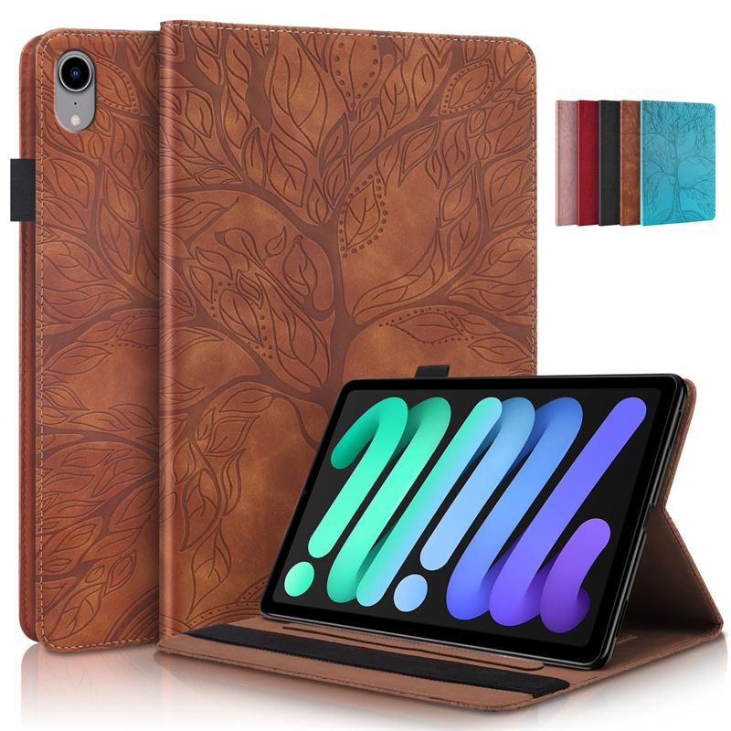 Чехол для iPad Mini 7 Case 8.3" Тисненое дерево PU Кожаная Flip Cover для Funda IPad Mini 2024 Чехол для 7-го 6-го Поколения Mini