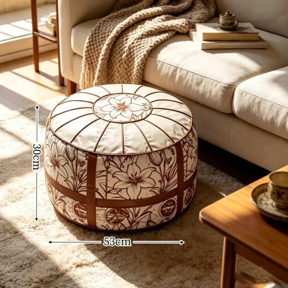 Fillable Design Ottoman Pouf Boho Pattern Storage Ottoman New Footstool Cover Home Use