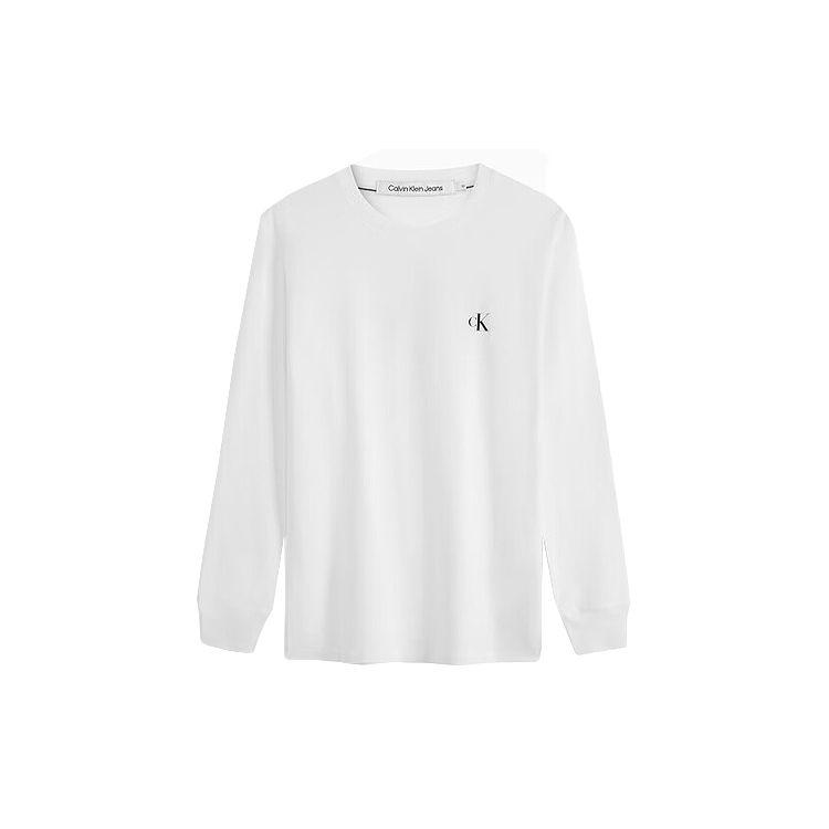 Calvin Klein Футболка унисекс с круглым вырезом, модная, повседневная, с принтом букв, облегающая, с длинным рукавом, с большим логотипом, цвет лунно-белый J324477-YAF