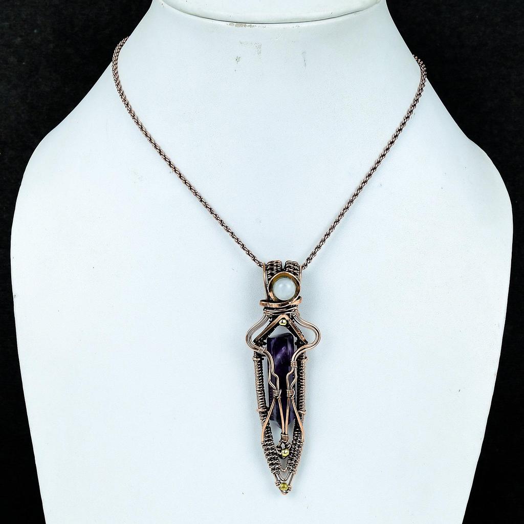 Sage Amethyst Pendant, Gemstone 999 Copper Wire Wrapped Jewelry Pendant, Handmade Jewelry Birthstone Pendant, Gift For Him