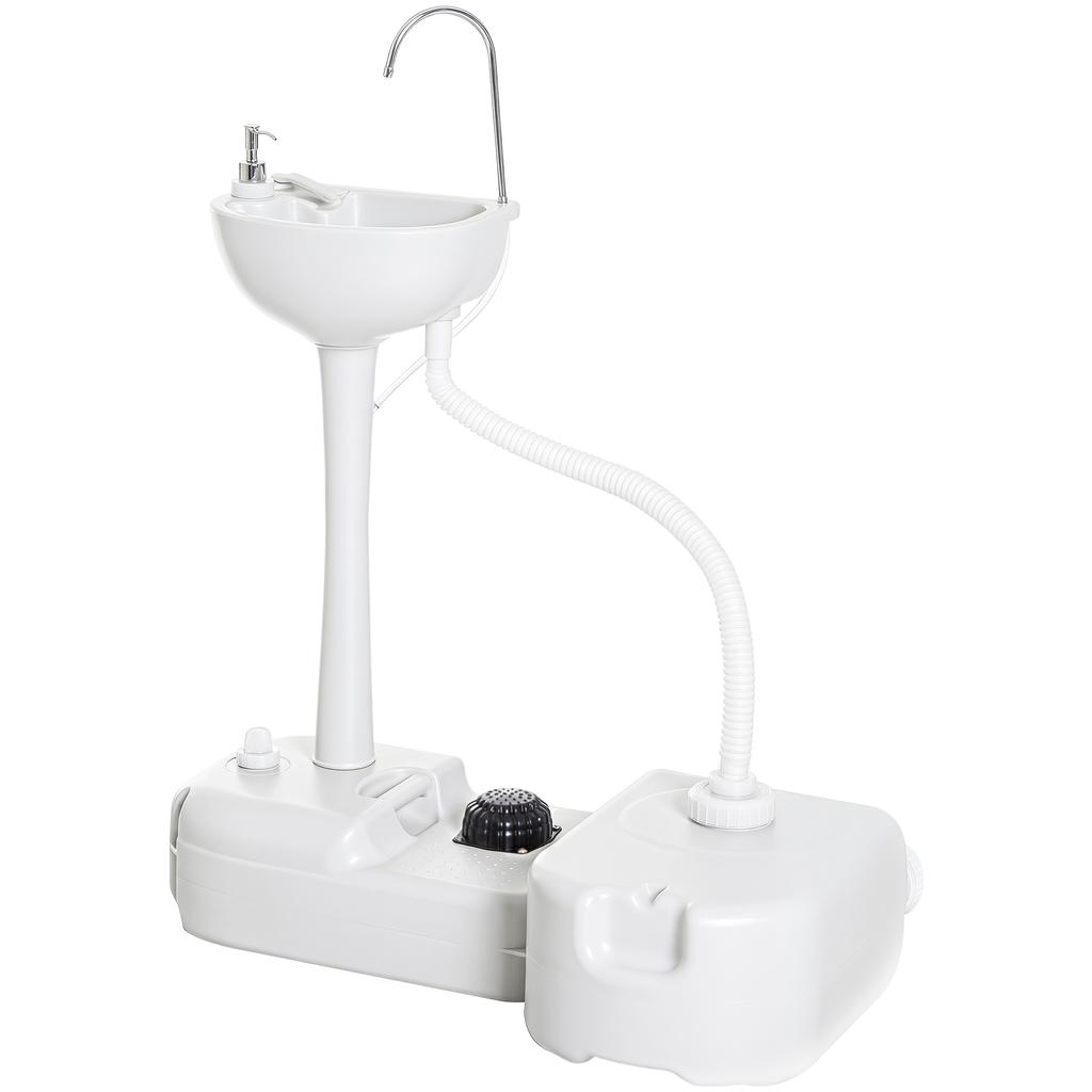 Camping Sink with Collection Container, Soap Dispenser, 17L Water Tank, Portable, Light Grey