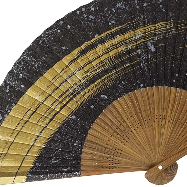 Kimono painted made in carved from karaki Kasumi [Stylish Iroha] High-quality fan, Japan, wood, scented, black, 506