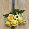 Шелковый пион Искусственный цветок 5 роз 4 ромашки Свадебный имитационный букет Свадебный стол