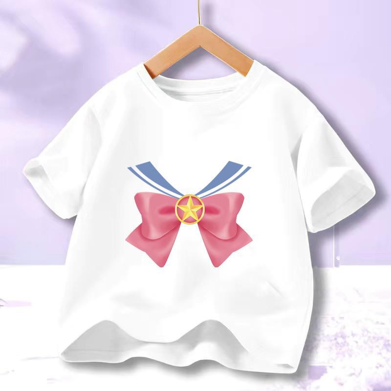 Girls' Anime Cartoon Short-Sleeve Cotton T-Shirt - Summer 2023 Trend