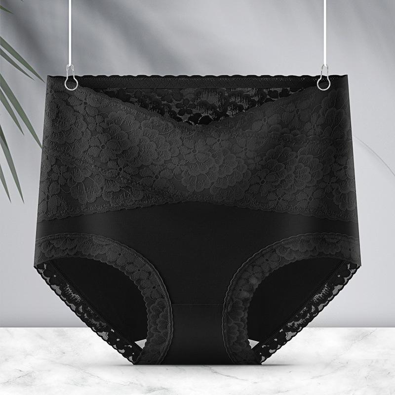 Нижнее белье из чистого хлопка с высокой талией, утягивающее бедра, кружевное, для женщин, дышащее, антибактериальное, бесшовное, удобное, утягивающее, треугольные трусики