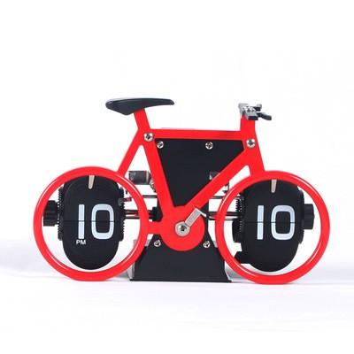 Retro Creative Bicycle Flip Clock Automatic Page Turning 12 Hour Mode Desk Table Clocks Home Office Decor Mechanical Desk Clock