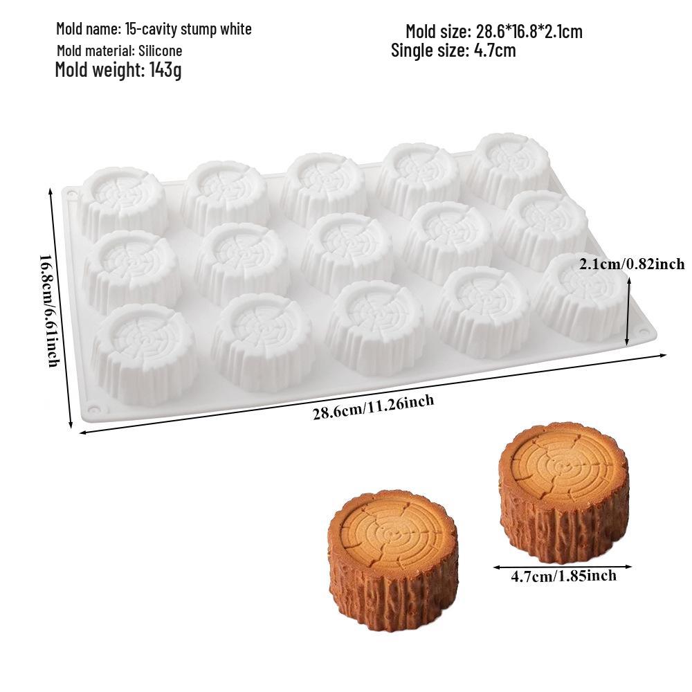 Силиконовая форма на 6 ячеек для муссового торта в виде пенька и десерта-полена