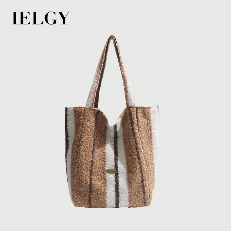 Ielgy Lamb Wool Large Capacity Autumn Winter All-Match One-Shoulder Portable Work Commuter To