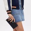 Coach Кошелек на молнии 19 Классический логотип Застежка-молния Кошелек из кожи с фирменным жаккардом Маленький женский кошелек Серебристый Черный CU150-SBKBK