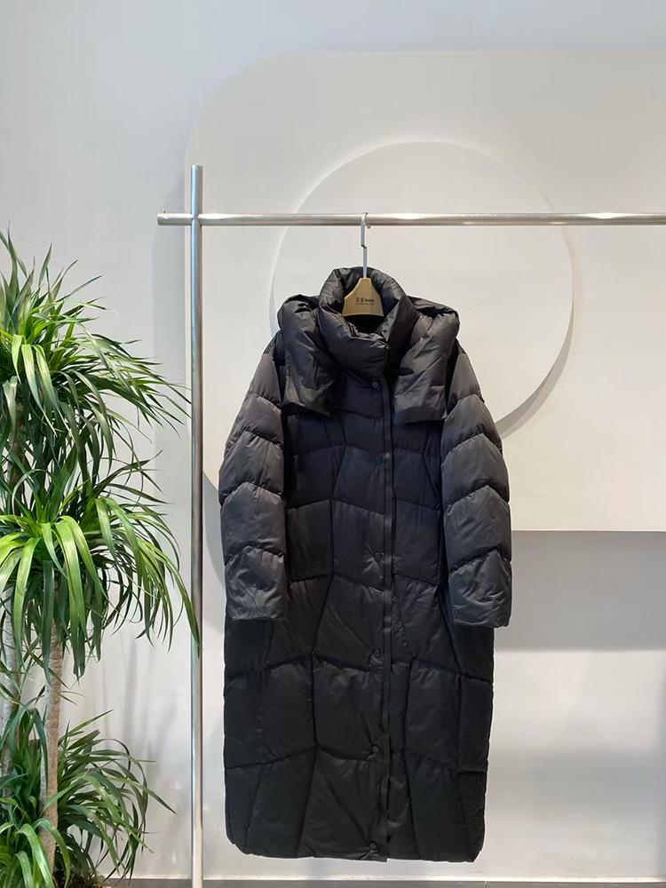 Женское модное белое пуховое пальто с капюшоном - Теплая, свободная зимняя верхняя одежда